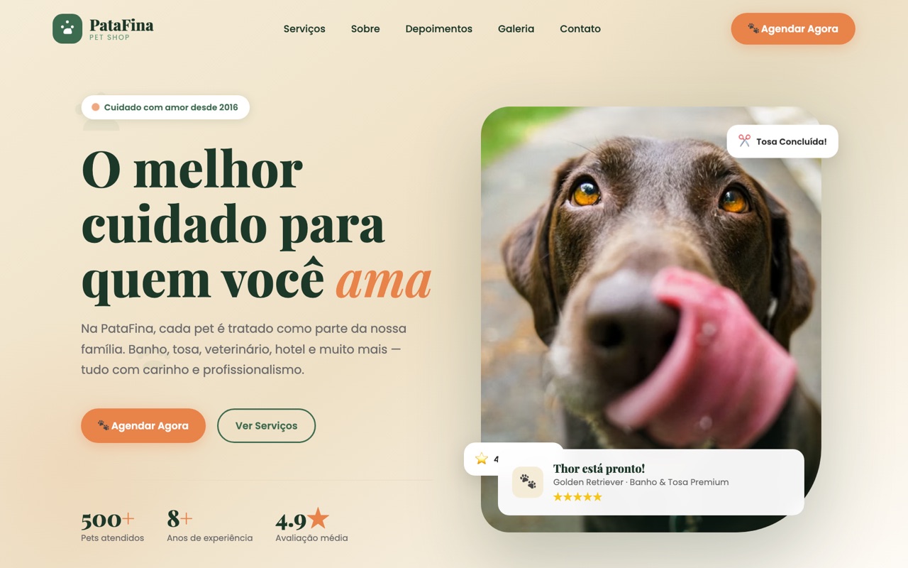 PataFina Pet Shop — site com agendamento online